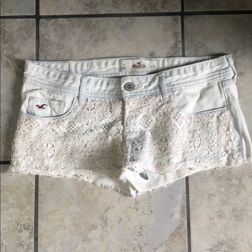 Hollister denim shorts with lace detail